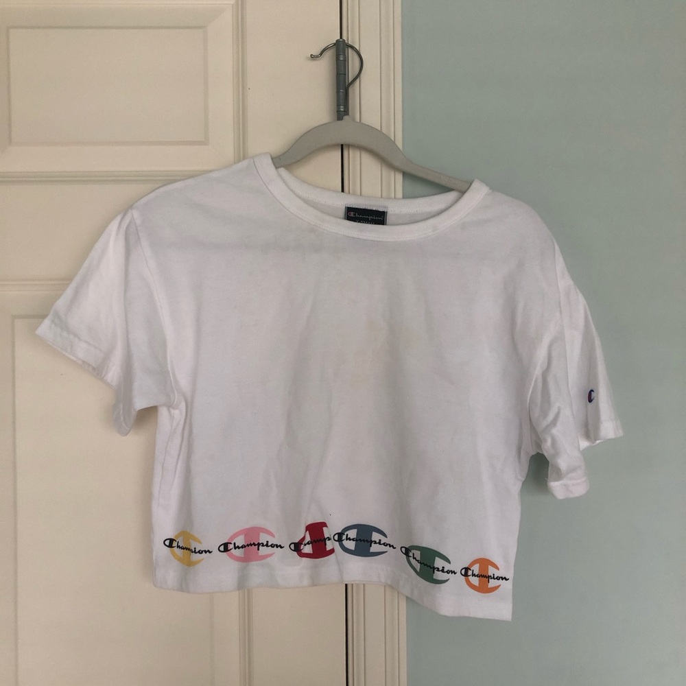 White Champion Crop Top
